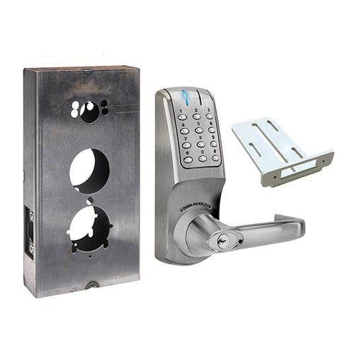 CodeLocks - CL5210 Gate Box Kit - Electronic Door Lock - Tubular Latchbolt Gate Box Kit - Brushed Steel - Fire Rated - Grade 2 - UHS Hardware