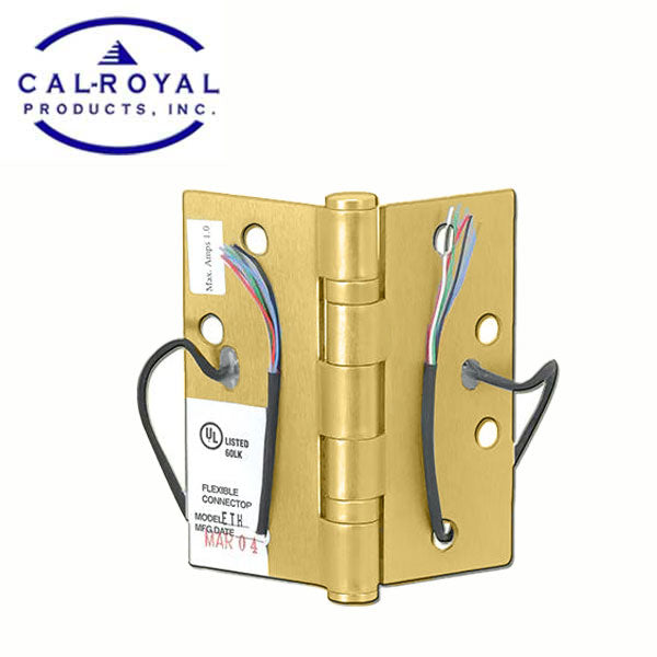 Cal-Royal - Architectural Hinge - Full Mortise - Electric - Ball Bearing - 4-1/2" x 4-1/2" - 8 Wire - Satin Brass - Grade 2 - UHS Hardware