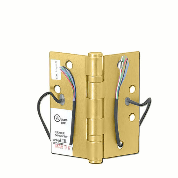 Cal-Royal - Architectural Hinge - Full Mortise - Electric - Ball Bearing - 4-1/2" x 4-1/2" - 8 Wire - Satin Brass - Grade 2 - UHS Hardware