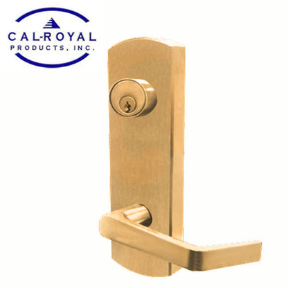 Cal-Royal - Escutcheon Lever Exit Trim - 2-3/4 " Backset - for A7700/AF7700 Exit Devices - Entrance - Bright Brass - Grade 1 - UHS Hardware