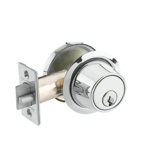 Cal-Royal - Single Cylinder Deadbolt - Standard Duty - Gate Latch - Satin Chrome - Grade 2 - UHS Hardware