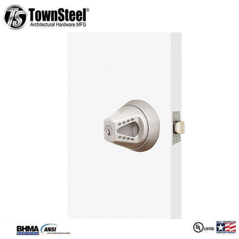 TownSteel - CRX-K - Cylindrical Lock with Ligature Resistant Knob Trim - Optional Function - Stainless Steel - Grade 1