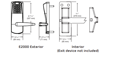 E-Plex - E201UXS - Electronic Pushbutton Exit Trim Lever - Schlage 'C' - Satin Chrome - Grade 1 - UHS Hardware