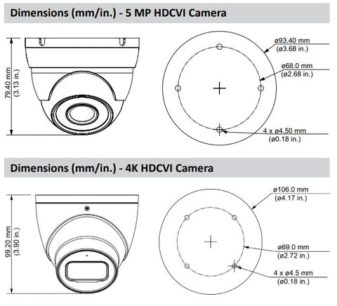 Dahua / HDCVI DVR Kit / 8 Channels / 4 x 5MP, and 2 x 4K Mini Eyeball Cameras / DH-C788E63 - UHS Hardware
