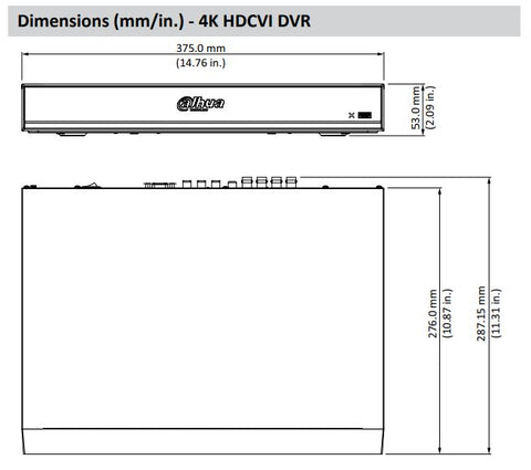 Dahua / HDCVI DVR Kit / 16 Channels /  8 x 5MP, and 4 x 4K Mini Eyeball / 4K / DH-C7168E124 - UHS Hardware