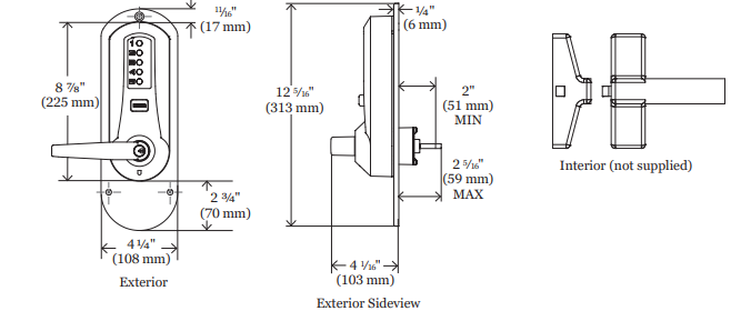 Simplex - 5010XS - Mechanical Pushbutton Combination Exit Trim Lever - Schlage 'C' - Satin Chrome - Grade 1 - UHS Hardware