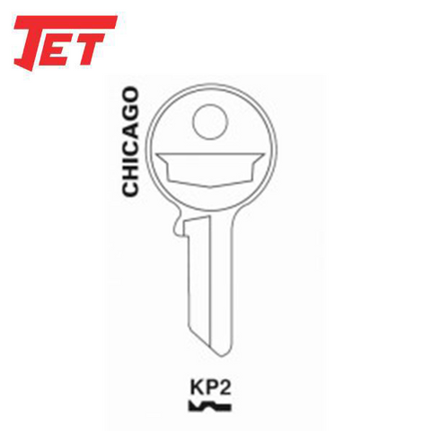 JET - KP2 - Chicago - Key Blank - Brass - UHS Hardware