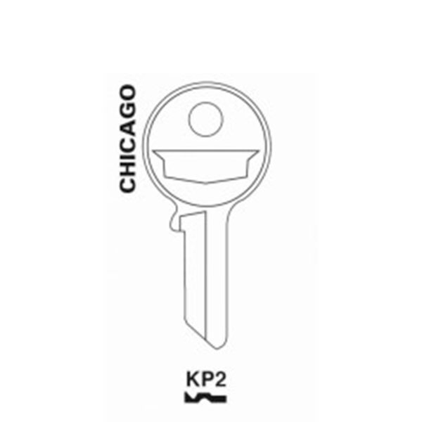 JET - KP2 - Chicago - Key Blank - Brass - UHS Hardware