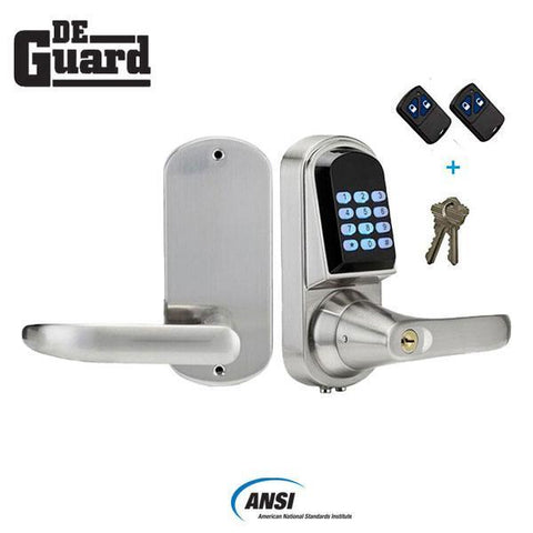 Electronic Lever Lock – SS – Satin Silver – w/ Remote Controls & Key Override - UHS Hardware
