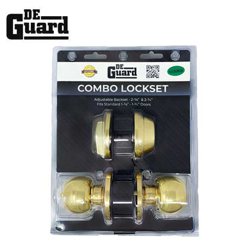 Premium Combo Lockset - Polished Brass - Entrance - Retail Packaging - KW1/SC1 - Grade 3 - UHS Hardware