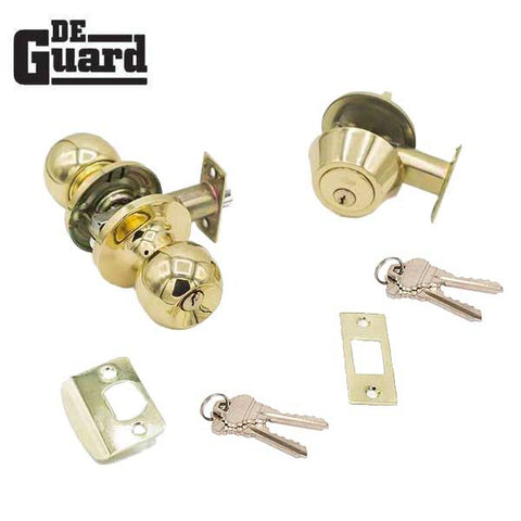 Premium Combo Lockset - Polished Brass - Entrance - Grade 3 - KW1 - UHS Hardware