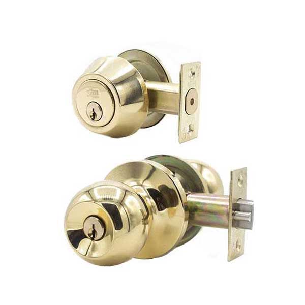 Premium Combo Lockset - Polished Brass - Entrance - Grade 3 - KW1 - UHS Hardware