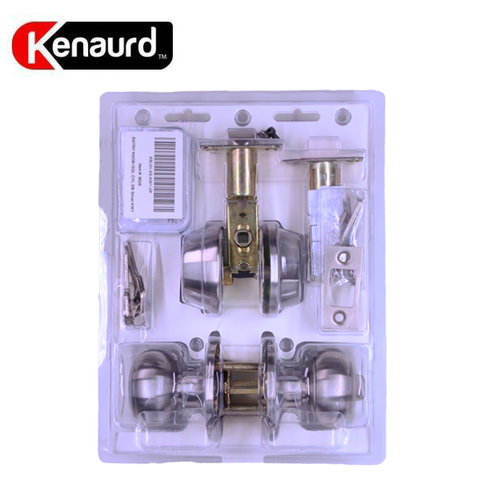 Premium Combo Lockset - Knob & Deadbolt - Entrance - Satin Silver - Retail Packaging - KW1 / SC1 - Grade 3 - UHS Hardware