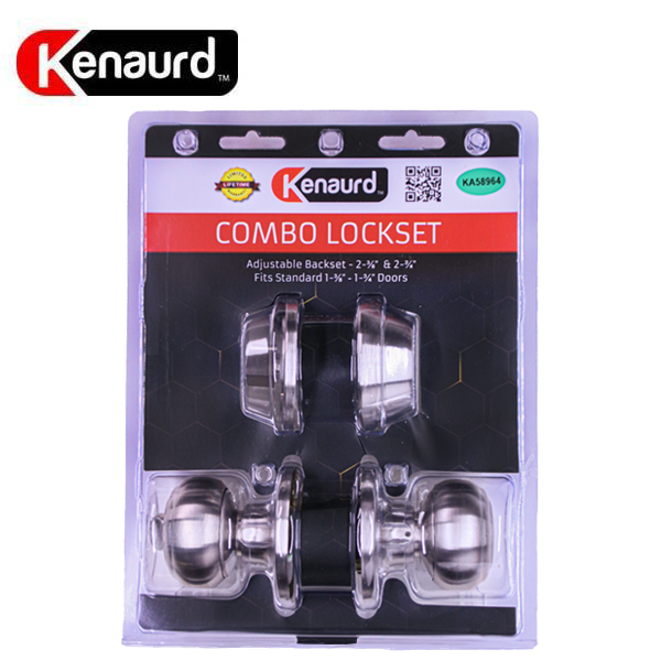 Premium Combo Lockset - Knob & Deadbolt - Entrance - Satin Silver - Retail Packaging - KW1 / SC1 - Grade 3 - UHS Hardware