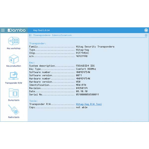 Dambo Key Tool - Key Cloner - Read Write Transponders - UHS Hardware