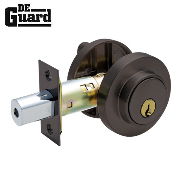 Premium Deadbolt - Single Cylinder -  Entry - Round Rose - Aged Bronze  - Grade 3  (SC1 /KW1) - UHS Hardware