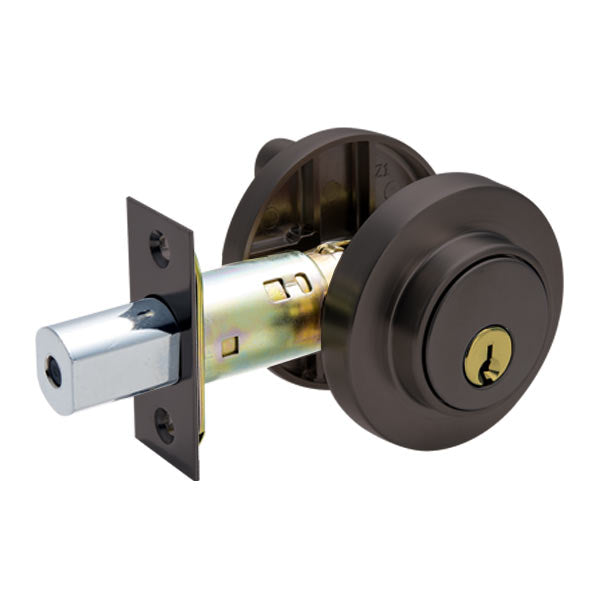 Premium Deadbolt - Single Cylinder -  Entry - Round Rose - Aged Bronze  - Grade 3  (SC1 /KW1) - UHS Hardware