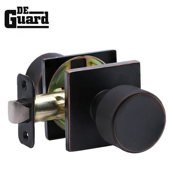 Contemporary Flat Ball Door Knob Set - Passage - Square Rose - Aged Bronze - Grade 3 - UHS Hardware