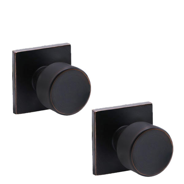 Contemporary Flat Ball Door Knob Set - Passage - Square Rose - Aged Bronze - Grade 3 - UHS Hardware