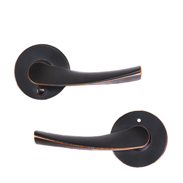 Contemporary Wave Lever Set - Privacy - Round Rose - Aged Bronze - Grade 3 - UHS Hardware