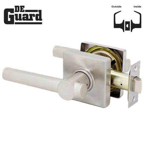 Premium Contemporary Lever Set Lock - Square Rose - Satin Stainless - Passage - Grade 3 - UHS Hardware