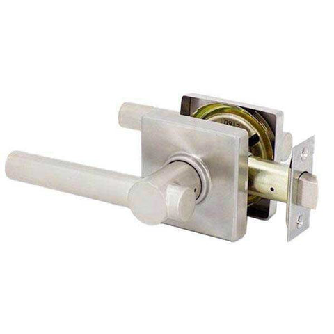 Premium Contemporary Lever Set Lock - Square Rose - Satin Stainless - Passage - Grade 3 - UHS Hardware