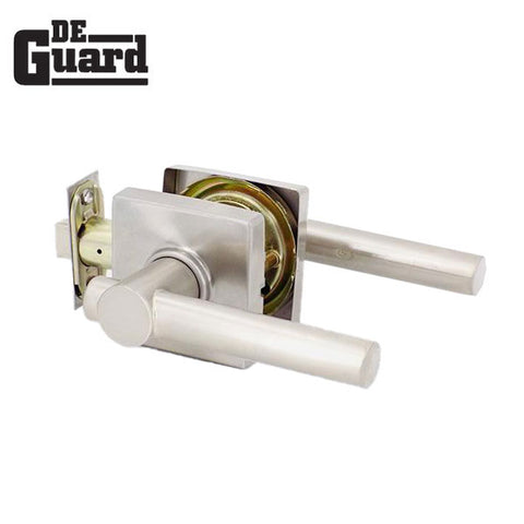 Premium Contemporary Leverset Lock - Square Rose - Satin Stainless - Passage - Grade 3 - UHS Hardware