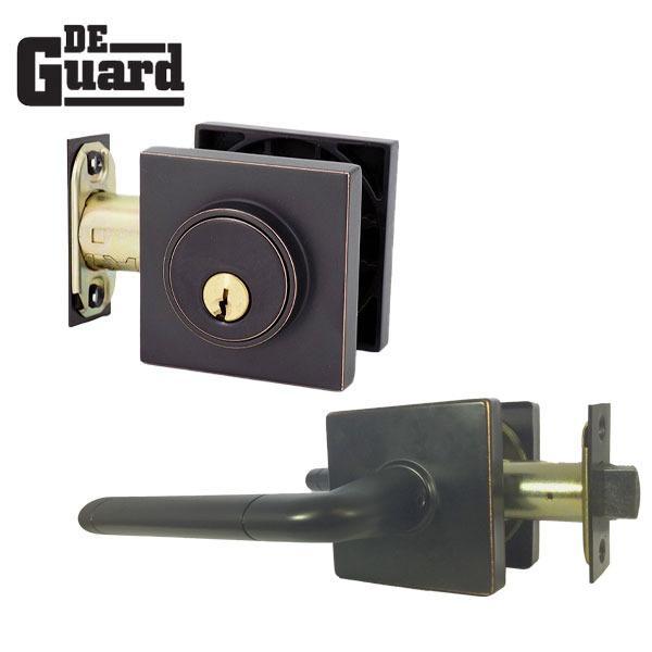 Premium Contemporary Leverset & Deadbolt Combo Lock  - Square Rose - Oil Rubbed Bronze  - Grade 3 - (SC1 / KW1) - UHS Hardware