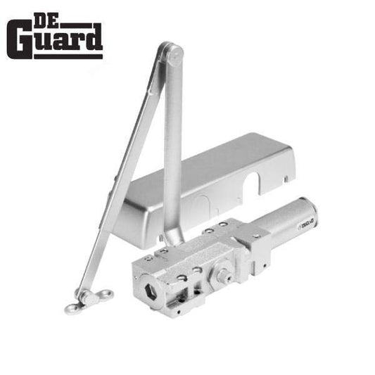 Hydraulic Door Closer / Back Check / w/ Plastic Cover - Grade 1- Satin Nickel - Adjustable Size 1-6 - UHS Hardware