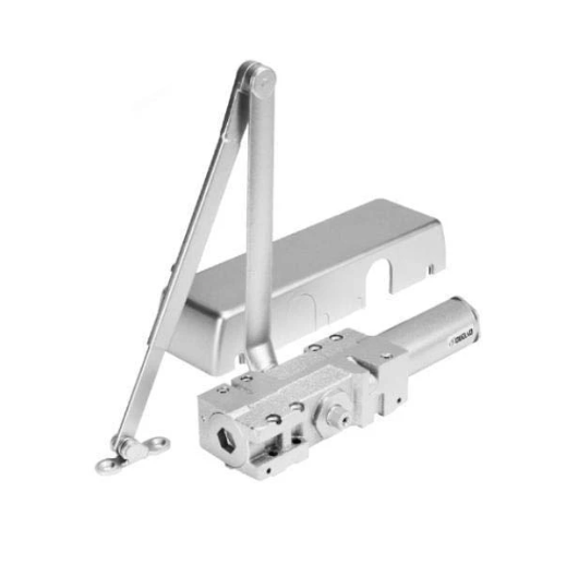 Hydraulic Door Closer / Back Check / w/ Hold To Open / w/ Plastic Cover - Grade 1 - Satin Nickel - Adjustable Size 1-6 - UHS Hardware