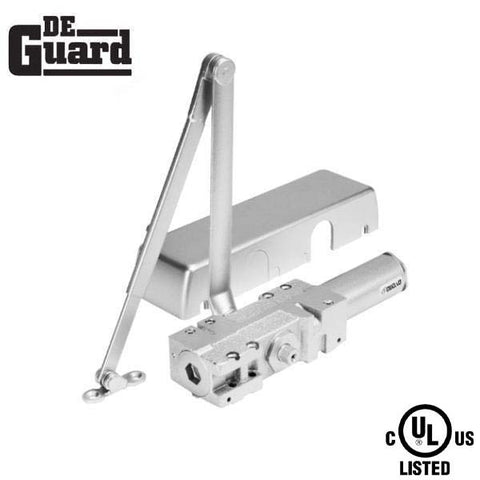 Hydraulic Door Closer / Back Check / w/ Hold To Open / w/ Plastic Cover - Grade 1 - Satin Nickel - Adjustable Size 1-6 - UHS Hardware