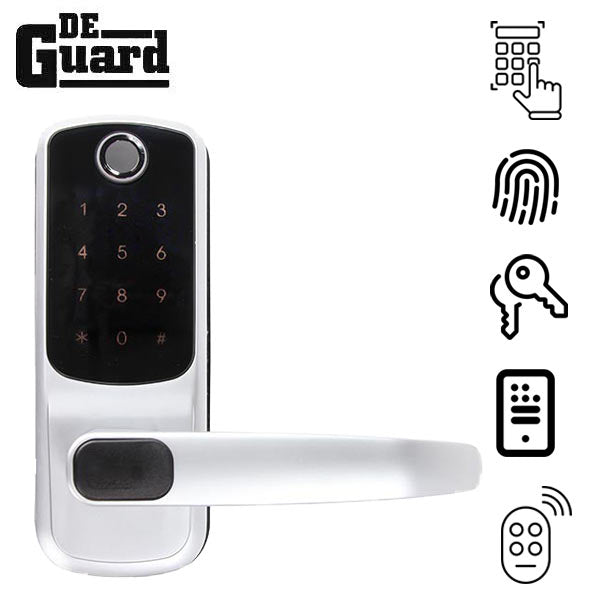 5-in-1 Electronic Keyless Entry Smart Door Lever Lock - Satin Chrome - UHS Hardware