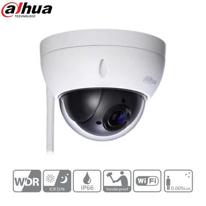 Dahua / IP / 2MP / PTZ Camera / WiFi / Motorized Varifocal / Starlight / 4x Zoom / 2.7-11mm Lens / WDR / IP66 / IK10 / DH-22204UENI-W - UHS Hardware