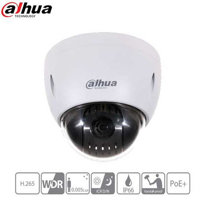 Dahua / IP / 2MP / Network PTZ Dome Camera / Mini / Motorized Varifocal / Starlight / 12x Zoom / 5.3-64mm Lens / WDR / IP66 / IK10 / DH-42212TNI - UHS Hardware
