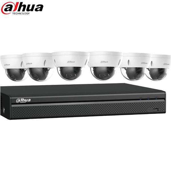 Dahua / IP Camera Kit / 6 x 8MP Dome Cameras / 2.8mm Fixed Lens / 8-Channel / 4k NVR / 3TB HDD / IP67 / IK10 / Starlight / 5 Year Warranty / DH-N588D63S - UHS Hardware