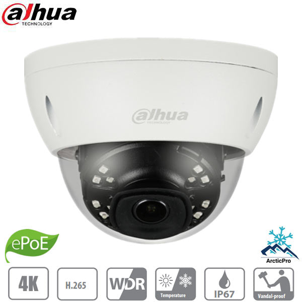 Dahua / IP / 8MP / Mini Dome Camera / Fixed / 2.8mm Lens / Outdoor / WDR / IP67 / IK10 / 30m Smart IR / ePoE / 5 Year Warranty / DH-N84CL52 - UHS Hardware