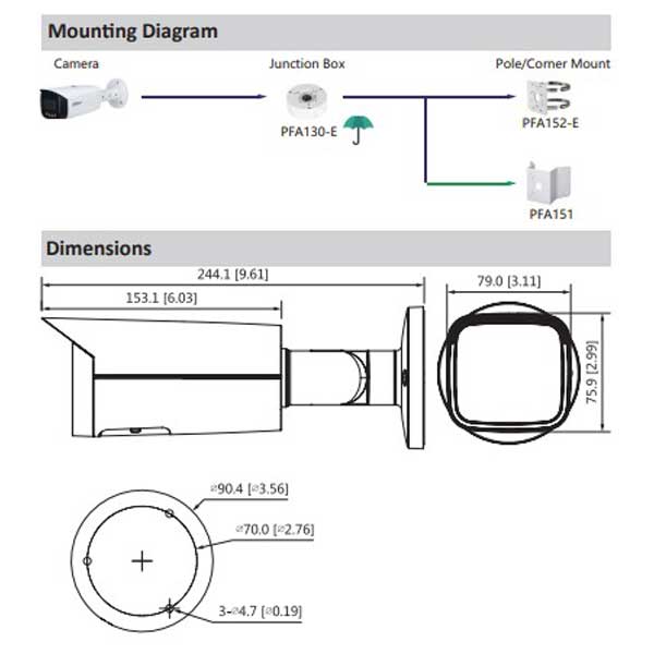 Dahua / IP / 8MP / Bullet Camera / Fixed /  2.8 mm Lens / Outdoor / Ultra WDR / IP67 / IK10 / ePoE / 5 Year Warranty / DH-N85DF62 - UHS Hardware