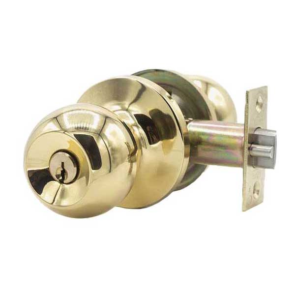 Premium Knobset - Polished Brass - Entrance - Grade 3 - ( SC1 / KW1 ) - UHS Hardware