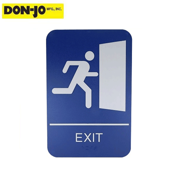 Don-Jo - HS 9070 38 - Exit Sign w/ Braille - Matte Blue - 9" x 6" - UHS Hardware