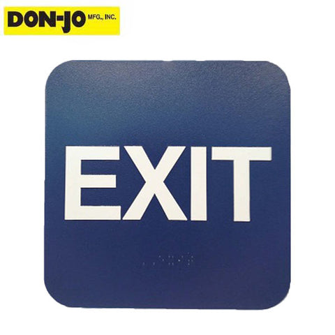 Don-Jo - HS 9070 35 - Exit Sign w/ Braille - Matte Blue - 9" x 6" - UHS Hardware