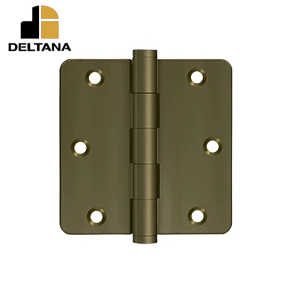 Deltana - 3-1/2" x 3-1/2" x 1/4" Radius Hinge - Solid Brass