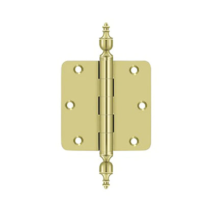 Deltana - 3-1/2" x 3-1/2" x 1/4" Radius Hinge - Urn Tipped - Solid Brass - 0.085" Thickness