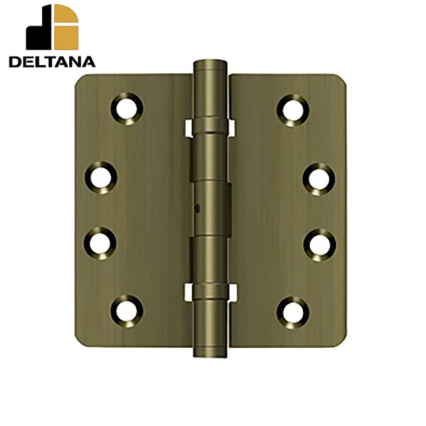 Deltana - 4" x 4" x 1/4" Radius Hinge - Ball Bearing - NRP - Solid Brass - 0.129 Thickness - Optional Finish