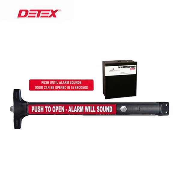 Detex - F-V40-EE - Delayed Egress Rim Exit Device - Fire Rated - 36" - 24VDC Power Supply - Black - 10 Year Warranty - UHS Hardware