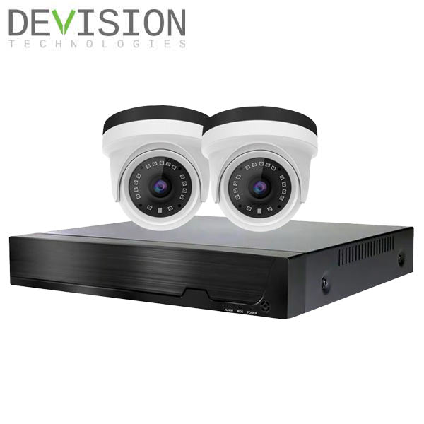 Devision / HDCVI DVR Kit / 4 Channels / 5MN XVR / 1TB HDD / 2 x 2MP Eyeball Cameras w/ 4mm Lens / DVA-XD2504-2241 - UHS Hardware