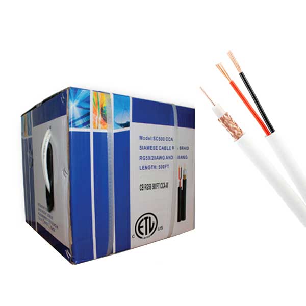 DynoTech - 750060 - RG59 + 2DC - Siamese CCA Cable - 500ft - White - UHS Hardware