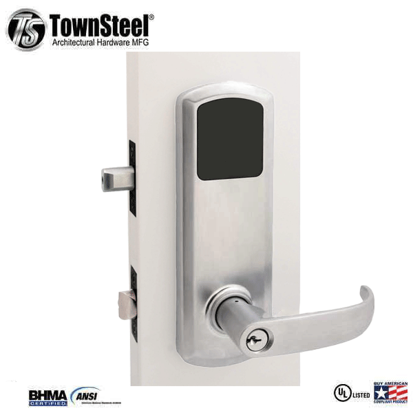 TownSteel - E-Genius 5000 - Interconnected Electronic Touch Keypad Lock - Entry - RFID & Wifi - 5-1/2" - On Center - Right Handed - Satin Chrome - Grade 1 - UHS Hardware