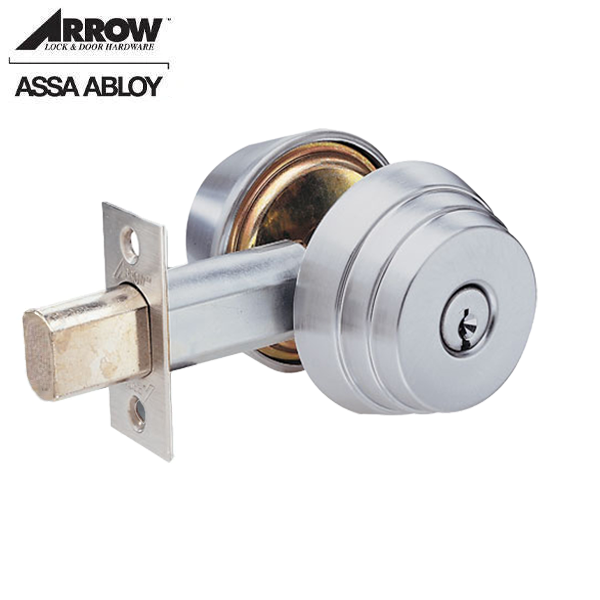 Arrow - E Series Deadbolt - 2 3/8" Backset - Satin Chrome - Single Cylinder - Arrow Keyway - Grade 2