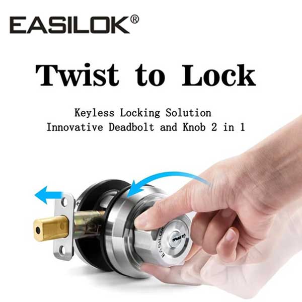 EASILOK - E2 - Single Cylinder Deadbolt Lock - Twist-To-Lock - Stainless Steel - UHS Hardware