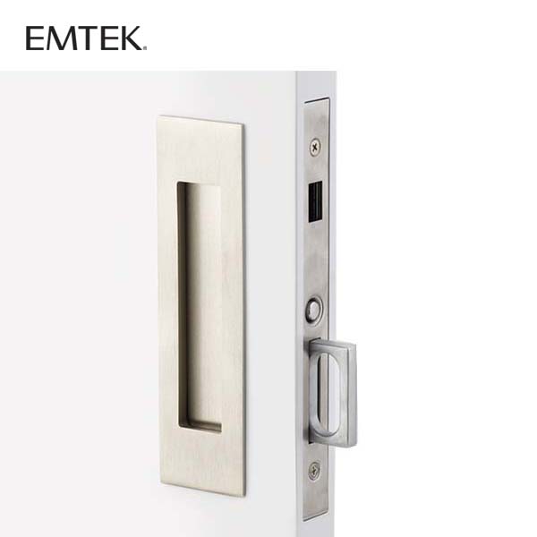 EMTEK - 2156 - Narrow Modern Pocket Door Mortise -  Rectangular - Dummy - US15 - Satin Nickel - UHS Hardware